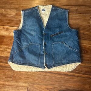 Vintage come on strong denim Sherpa vest men's xl warm grunge‎ distressed biker